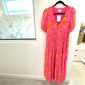 Vibrant Pink and Orange Floral Dress